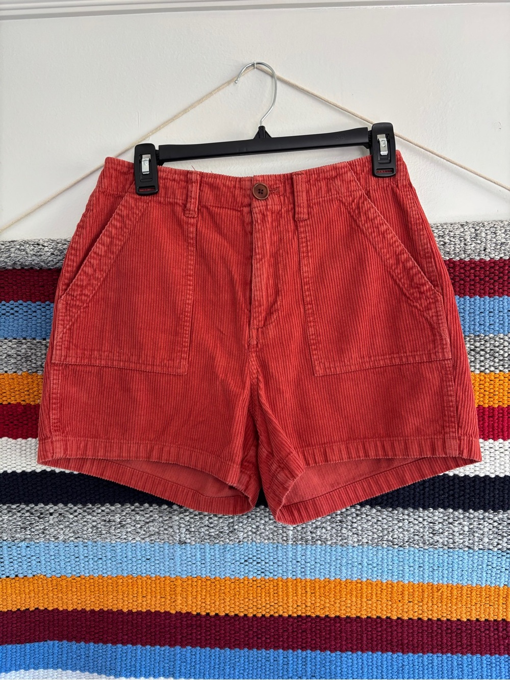Marine Layer Corduroy High-Waist Rust Shorts
